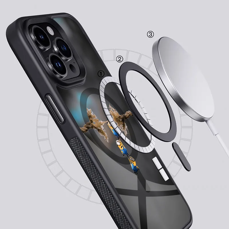 M-Minionss чехол для телефона Magsafe беспроводные зарядные чехлы IPhone 15 13 12 11 14 Pro Max Mini 8 Plus