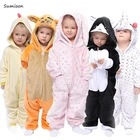 Детские зимние пижамы в виде кролика, детская пижама в виде панды, динозавра, единорог, кигуруми, комбинезоны для мальчиков и девочек, одеяло, Детский костюм для сна