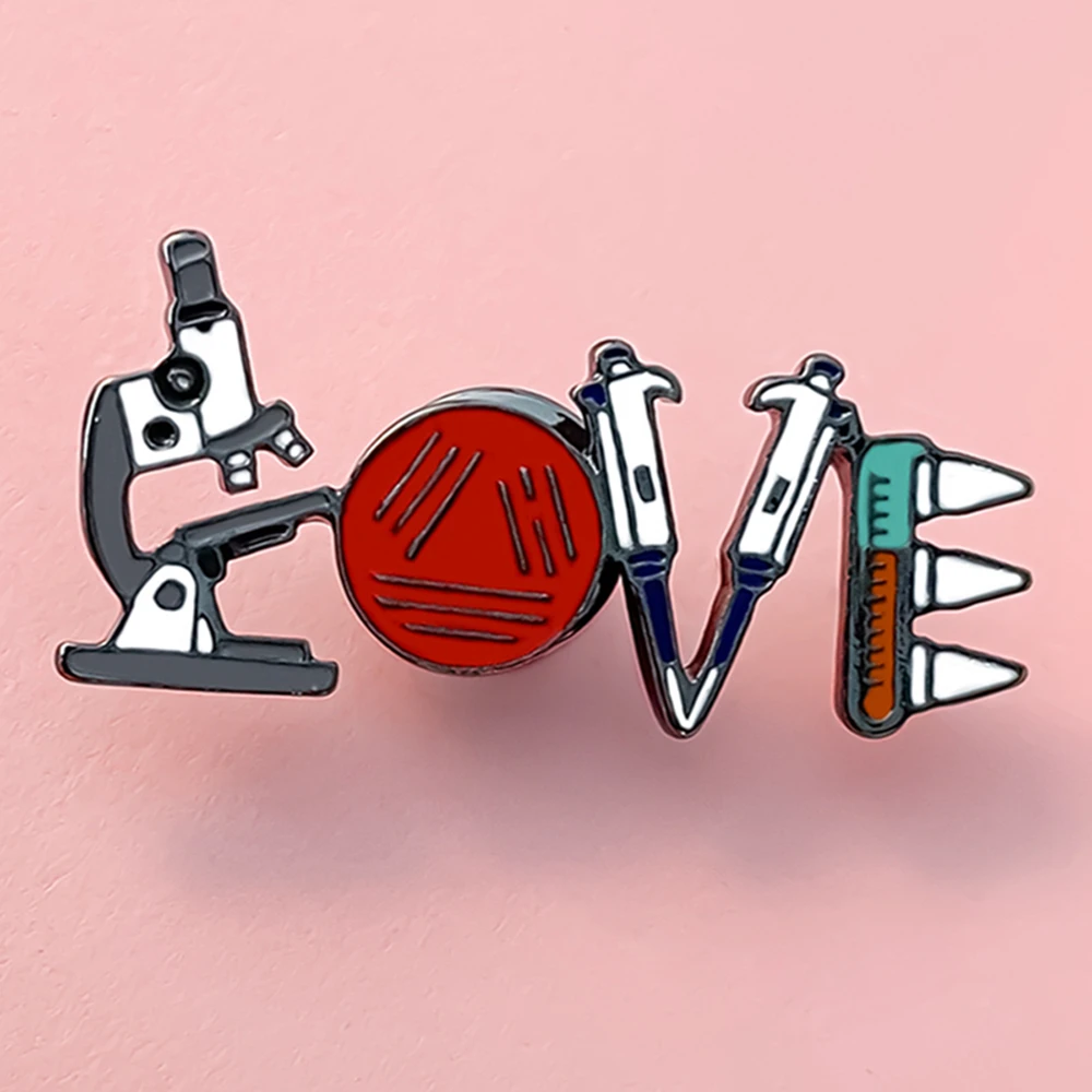 

Catuni Biology Science Love Pin Brooch Creative Enamel Microscope Petri Dish Lapel Backpack Badge Accessories for Students Lab