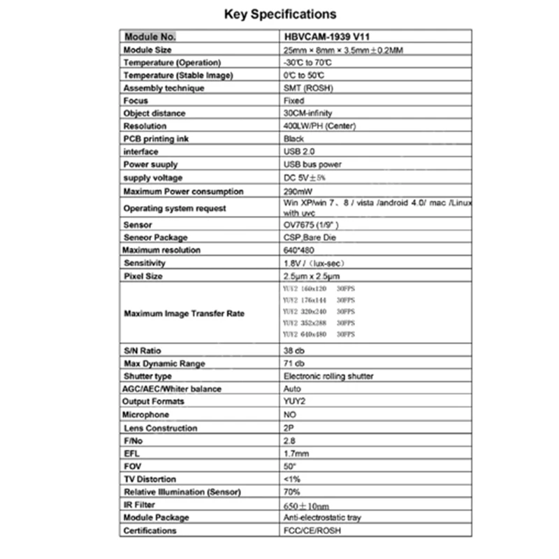 Модуль камеры Pixel USB2.0 OV7675 30 Вт + USB-кабель для модуля ноутбука