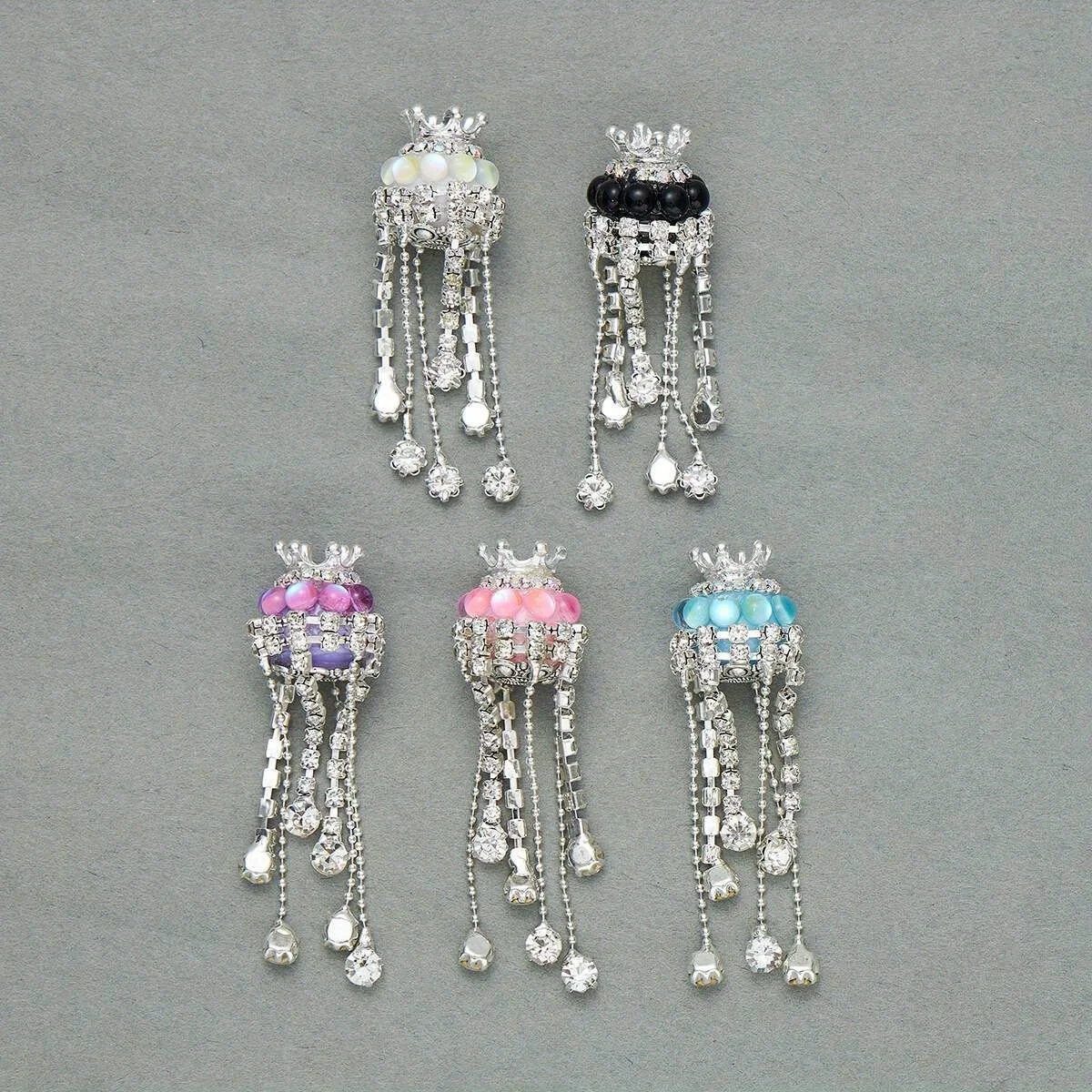 4 шт. цепочка с кисточками в форме короны хрустальные бусины круглые стеклянные