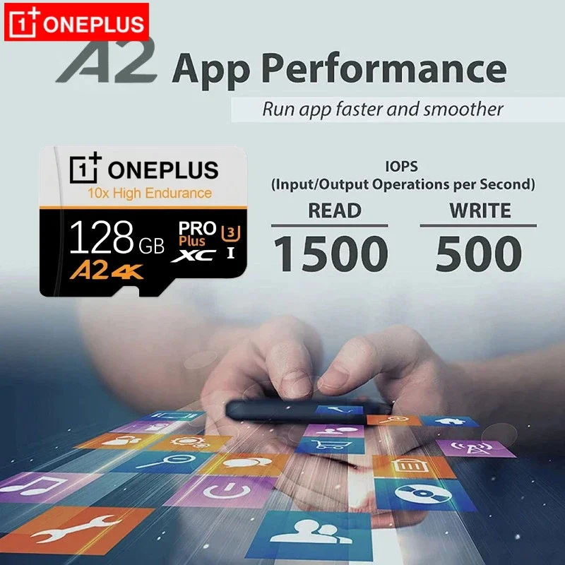 Фото Карта памяти OnePlus 2TB High-Speed A2 SD 512GB 256GB 128GB 1TB Micro TF SD с адаптером для смартфона/планшета/ПК, универсальная №5