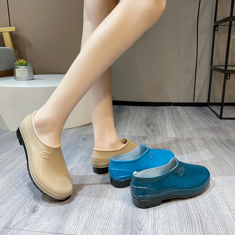 

Rain Boots Women Winter 2022 New Low Top PVC Solid Color Wear-resistant Non-slip Sole Single Work Shoes Splash Proof Des Bottes