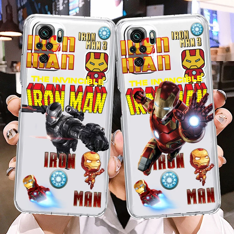 

Luxury Rich Super Hero Iron Man Phone Case For Xiaomi Redmi Note 11E 11S 11 11T 10 10S 9 9T 9S 8 8T Pro Plus 5G Transparent TPU