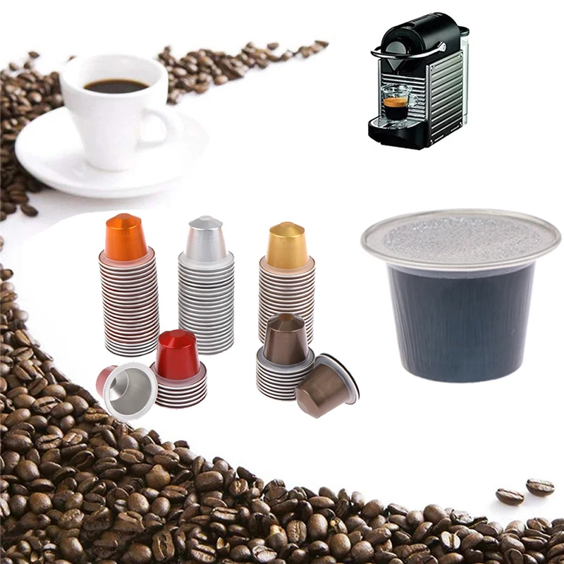 

20Pcs/set Reusable Nespresso Coffee Capsules Disposable Pods Empty Aluminum Foil Coffee Capsule With Lids Coffeeware