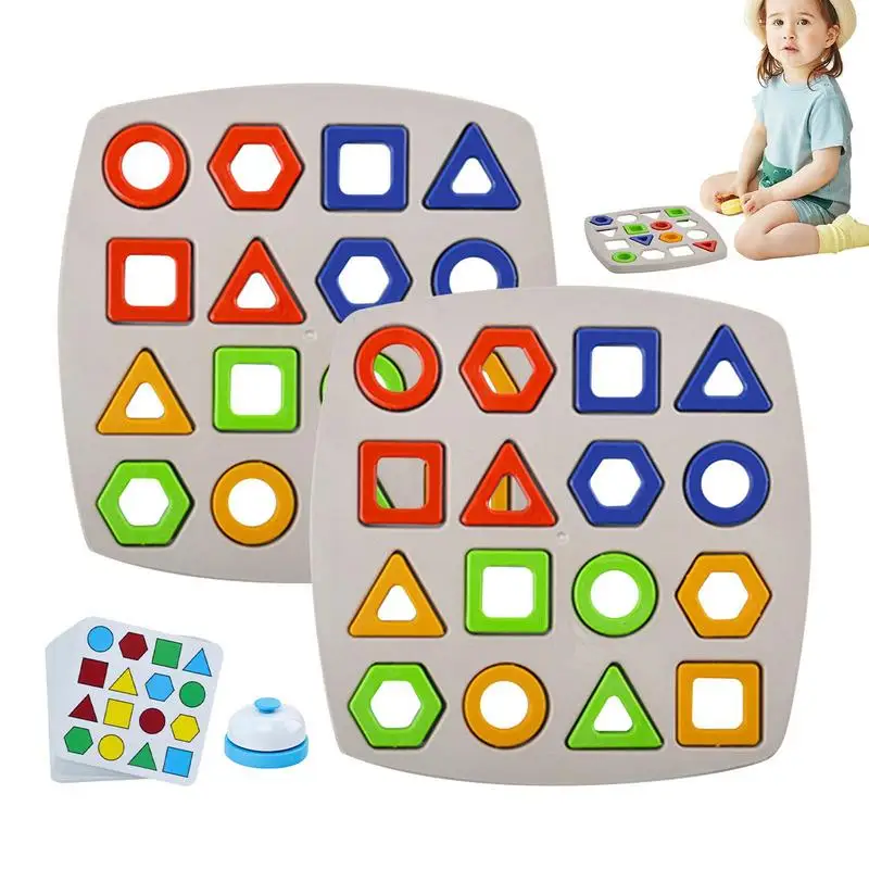 

Игра Монтессори для детей, развивающая игрушка с колокольчиком и карточками, деревянная цветная Геометрическая головоломка, сенсорная доска