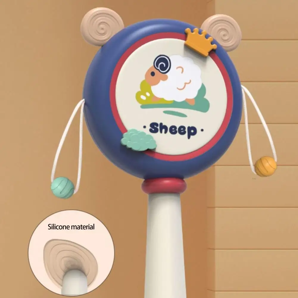 Smooth Edges Cartoon Animal Rattle Baby Soothing Toy Rattle Drum Toy Interactive Toys  Emotional Comfort