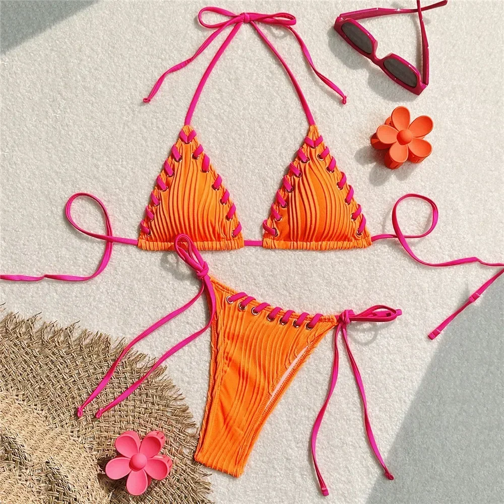 Стринги-бикини с лямкой на шее