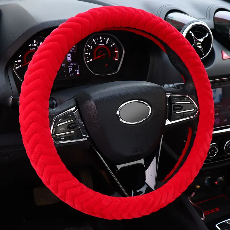 

37-38cm Universal Diameter Soft Plush Car Steering Wheel Cover Interior Accessories Steering-Cover Car-styling