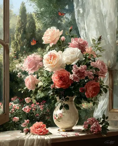 Картина по номерам PhotoCustom Цветы на холсте