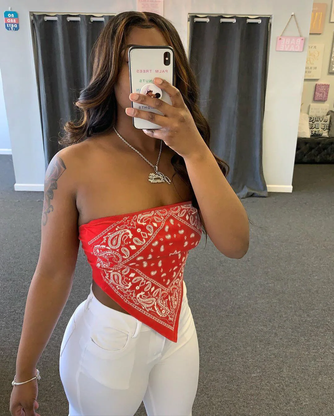 

Nightclub Party Sexy Print Bandeau Large Handkerchief Top Printed Off-the-back Collar Slim Fashion Irregular Women's Wear