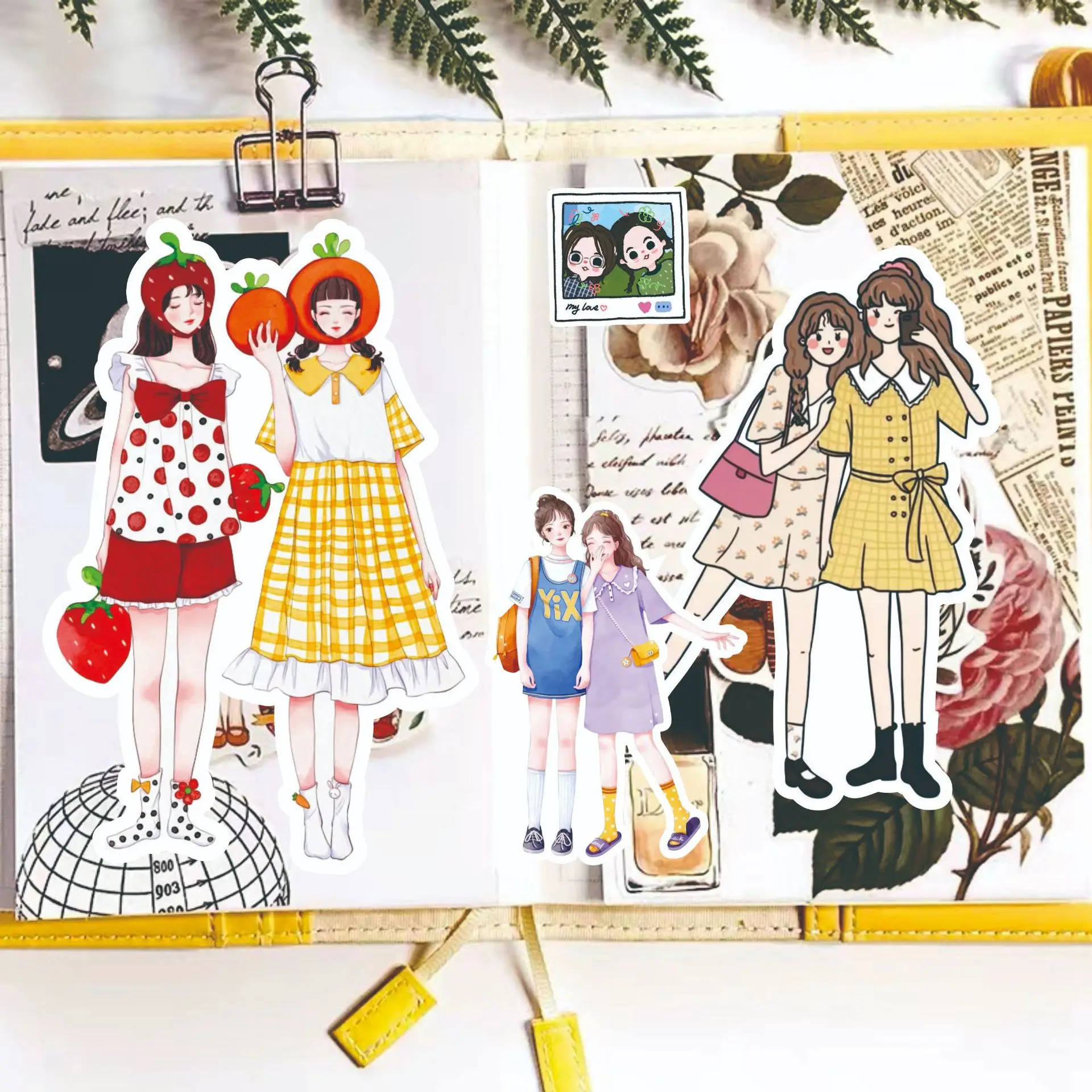 

Модные наряды Kawaii Close Friend, декоративные наклейки, материал для скрапбукинга, этикетки, дневник, художественный журнал, планировщик, 52 шт.