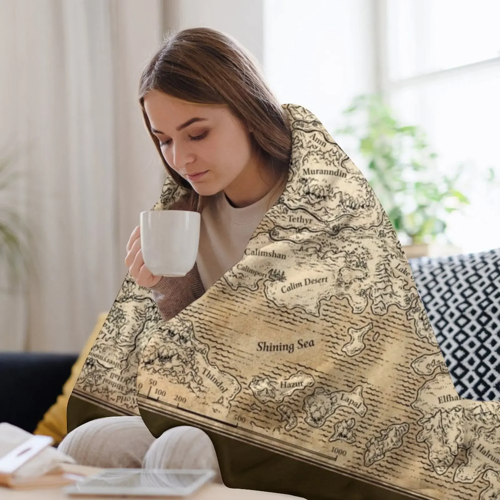 Пушистое одеяло с анотацией карты Фауна