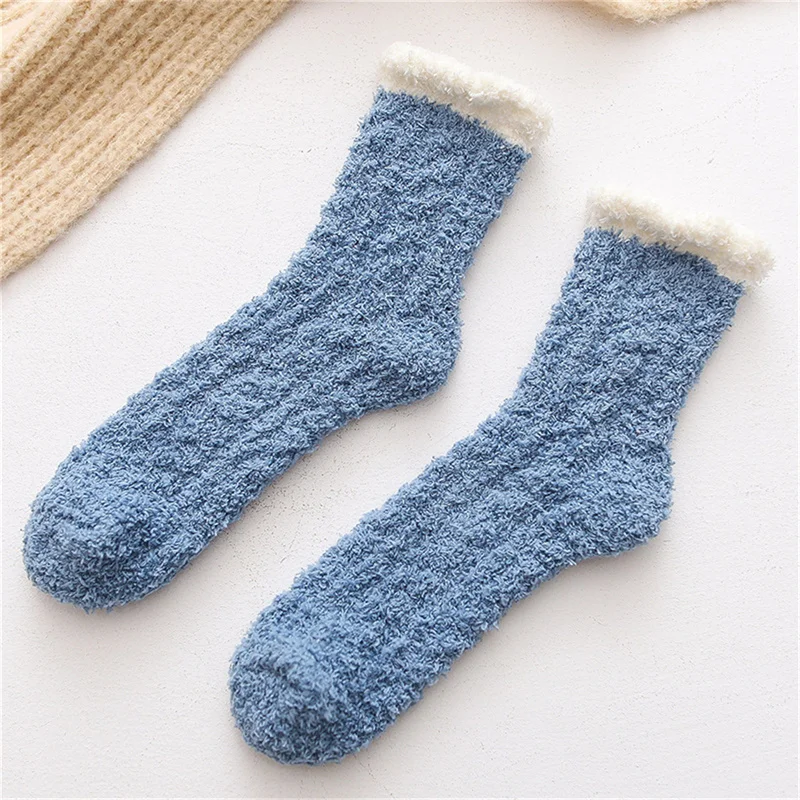 

Women Thick Winter Warm Socks Fluffy Fuzzy Floor Sleep Kawaii Socks Colorful Cute Thermal White Soft Velvet Nylon Socks
