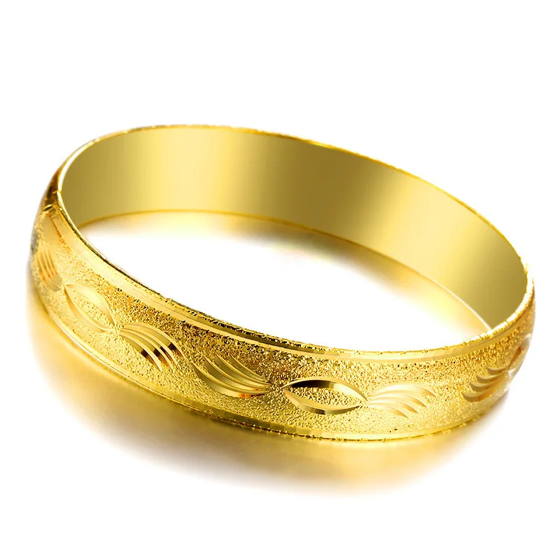 

New Trendy Keep Color Plated Bangles Women Blessing Good Luck Buckle Bangles Gold Birthday Gift