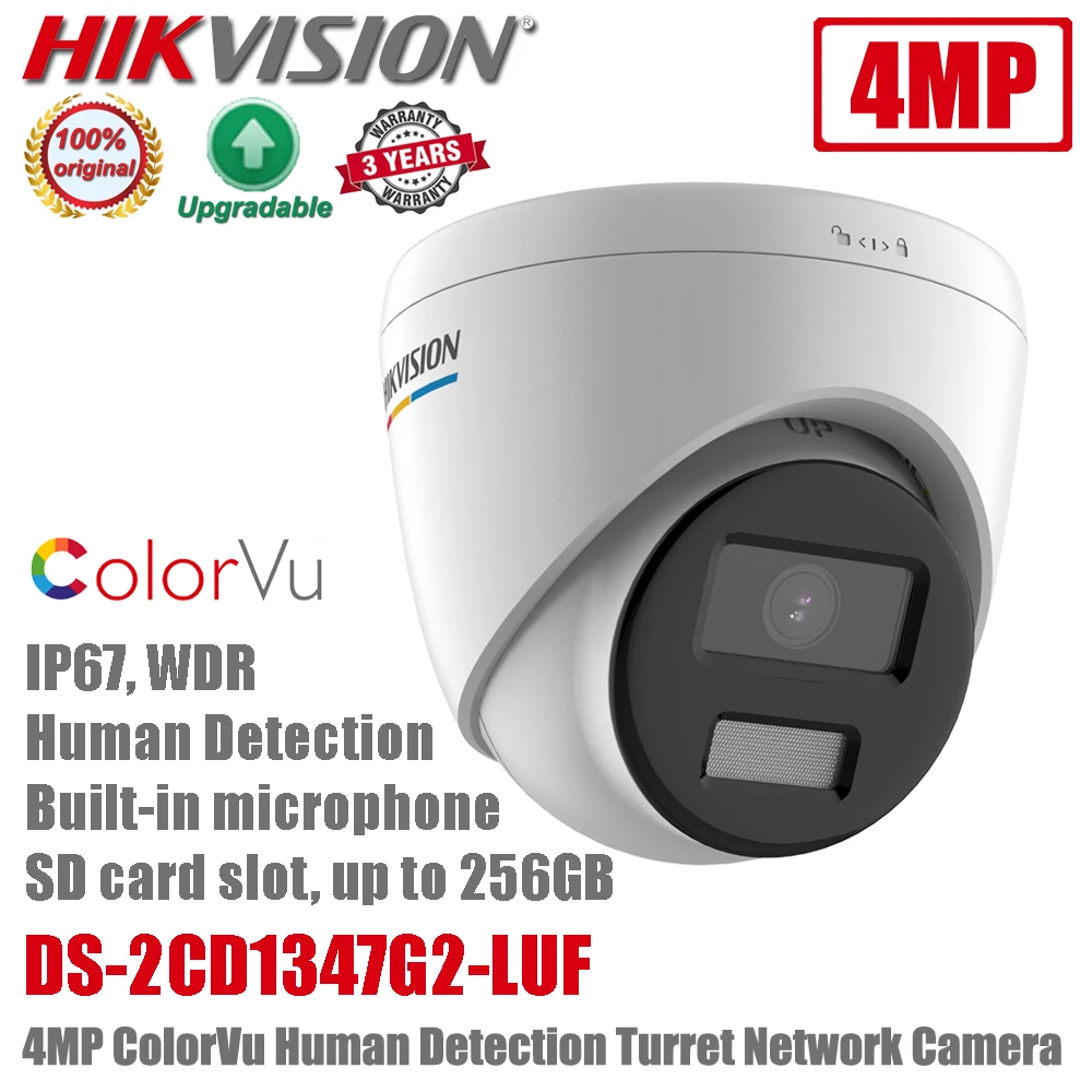 

Original Hikvision DS-2CD1347G2-LUF 4MP IP67 POE ColorVu Human Detection Built-in Mic Fixed Turret Network Camera