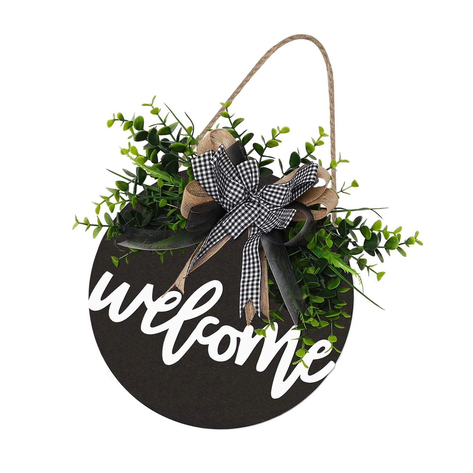 

3D Decoration For Front Door Round Wooden Door Decorations For Home Restaurant Shop Spring Summer Wood Wreath With Burlap Bow