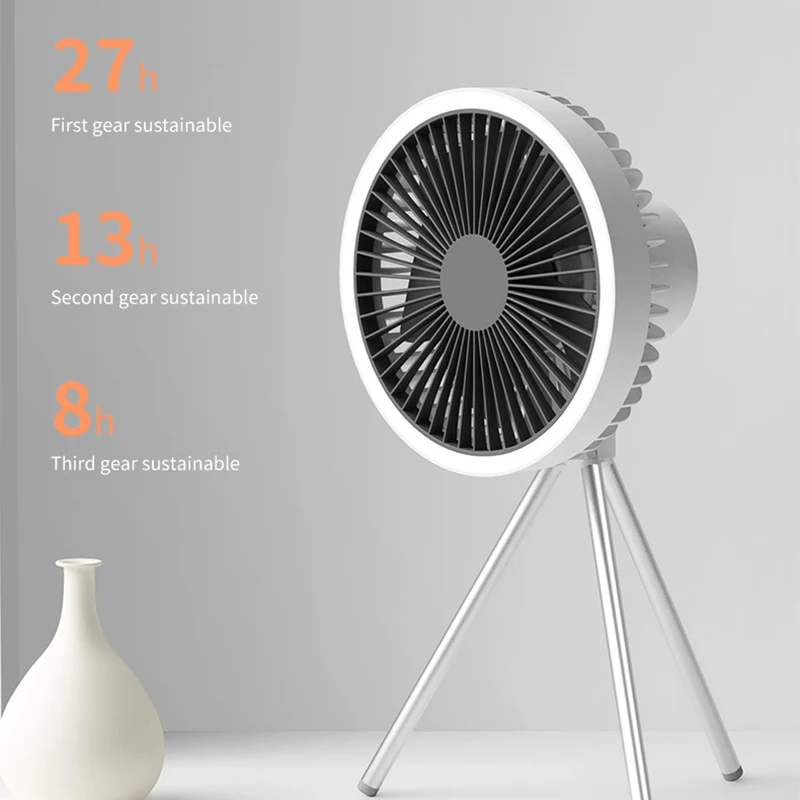 

Portable Air Cooling Fan Camping Tent Tripod Outdoor Fan Small Ceiling Fan Light Wireless Usb Charging Travel Home Appliances