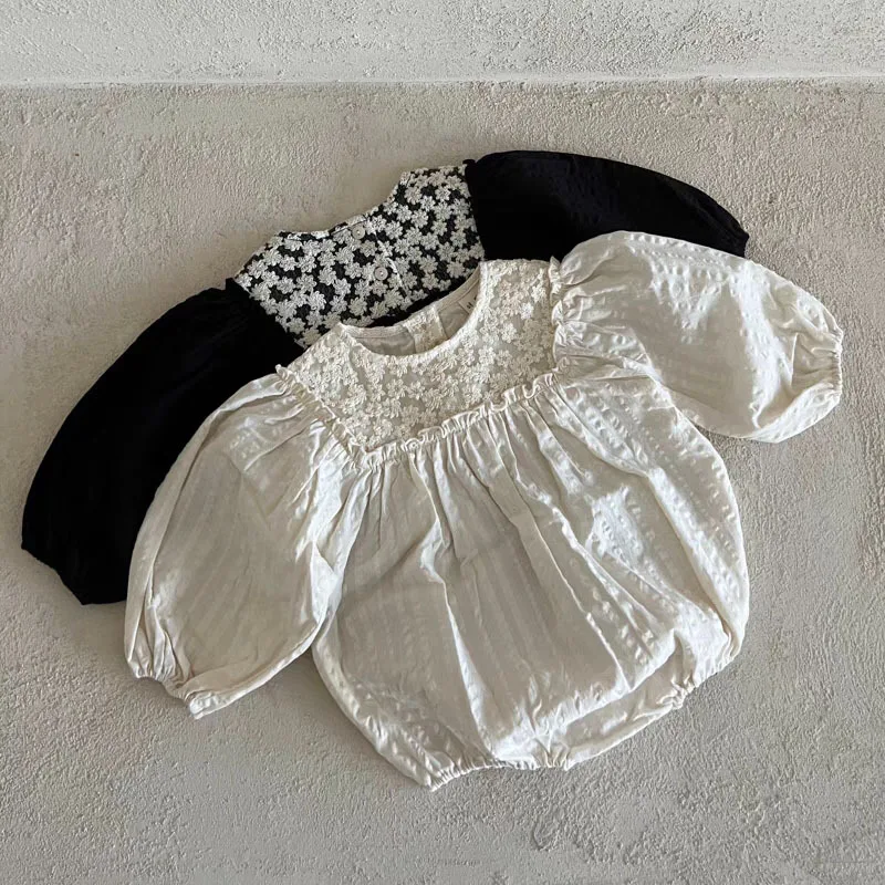 

Infant clothes kids onesie 0-24m Bodysuit Newborn Baby Girls Fashion Flower Embroidery Crawlwear Lace Cotton Jumpsuit One Piece