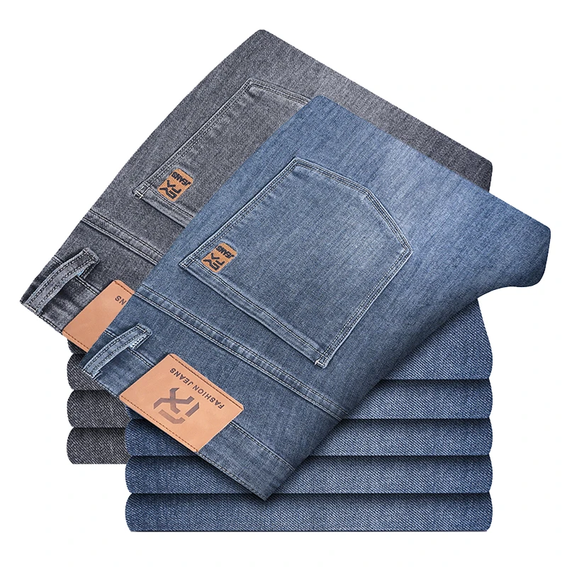 

Skinny Thin Summer Jeans Mens Vintage Style Washed Denim Pants Slim Fit Casual Fashion Streetwear Trousers Brand Clothing 38 40