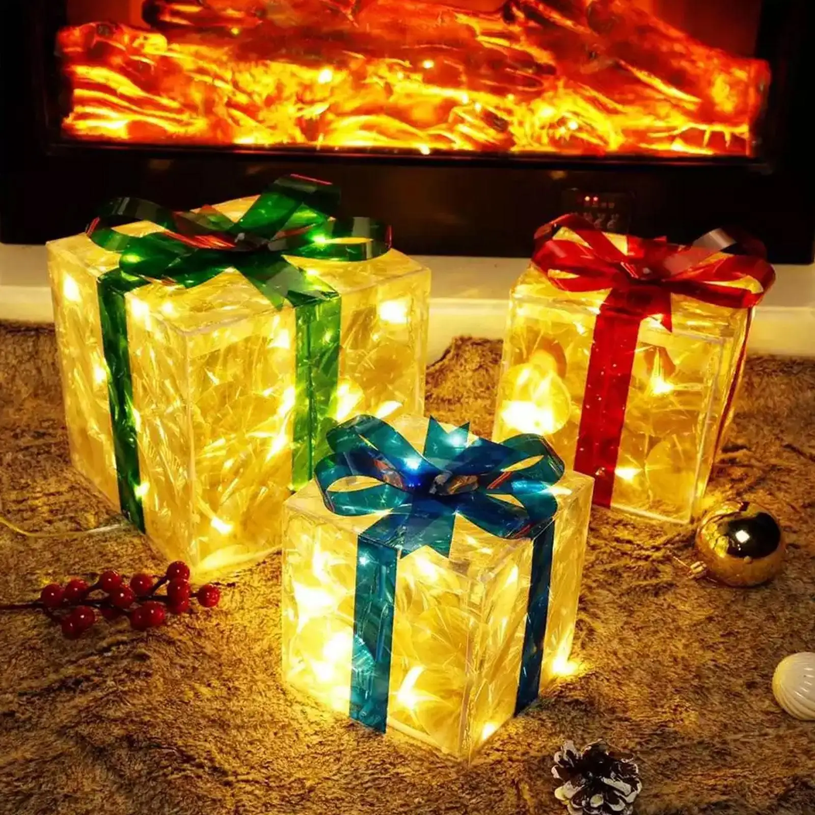 

Led Charming Lights Christmas Glowing Decoration Gift Home Gift Xmas Box Box Decor Desktop Party Courtyard Luminous Ornamen S9s6