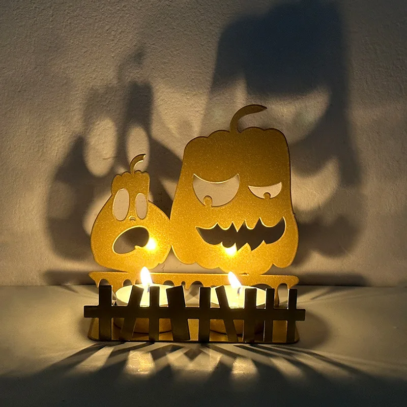 

New Halloween Pumpkin Lantern Creative Party Metal Iron Candle Holder Crafts Decoration Table Ornaments Home Decor