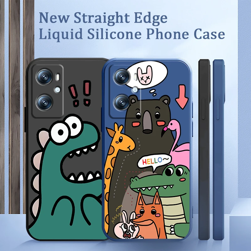 

Cartoon Little Monster Phone Case For OPPO Find X5 X3 F21 Lite A96 A94 A93 A77 A76 A74 A72 A57 A53S A16 A9 5G Liquid Rope