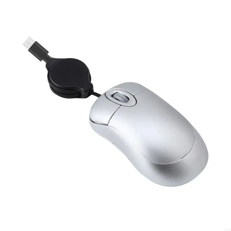 F68B USB C Corded Mouse Выдвижная кабельная кабель для детей 1000 xpi Оптическая