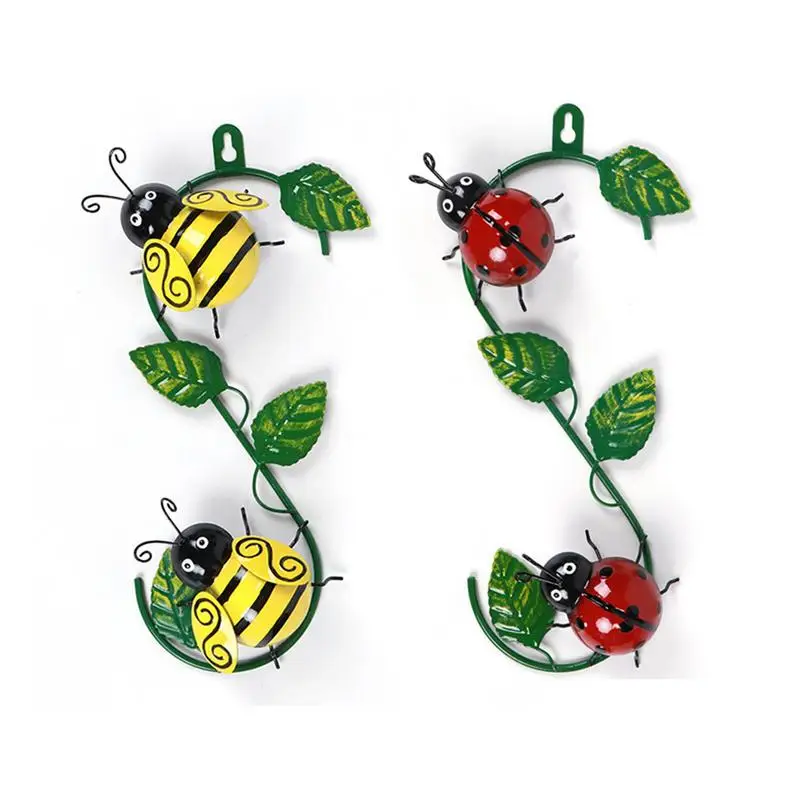 Милый металлический декор на стену с пчелами и Божьими коровками декоративные
