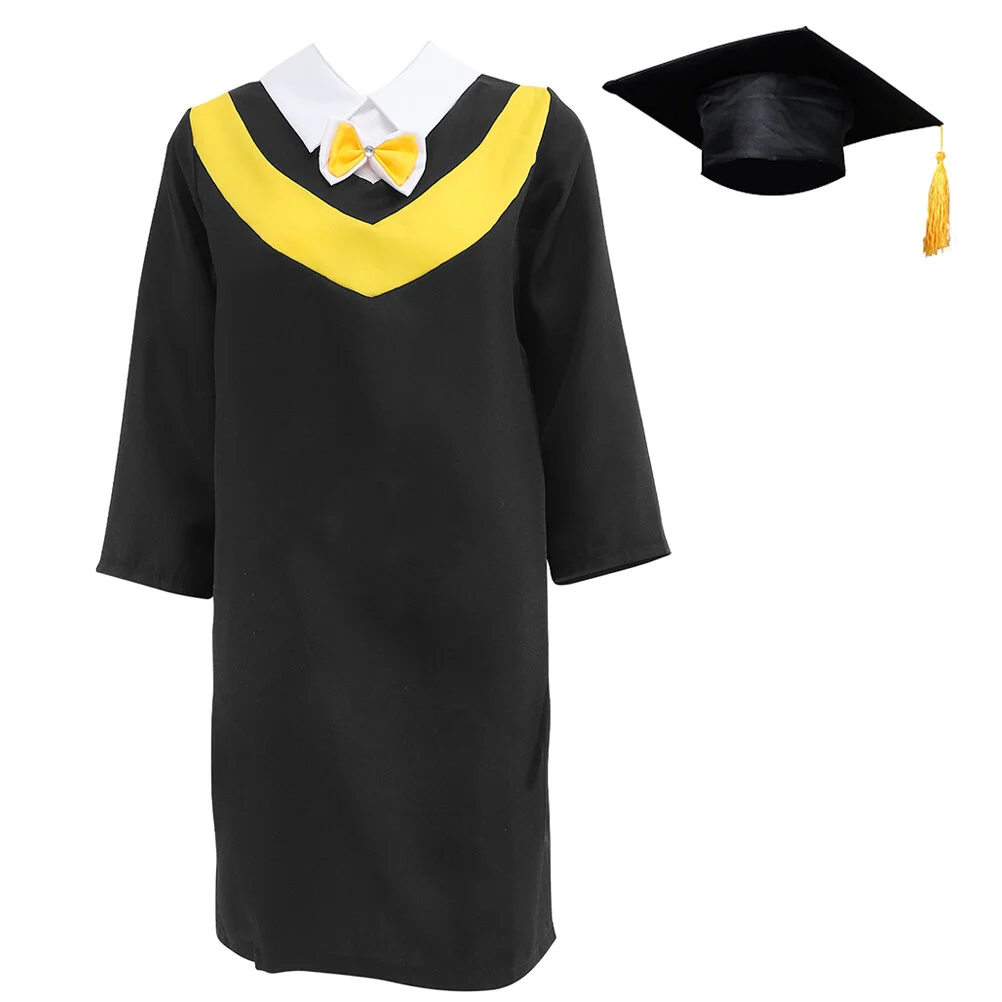 

Mini Tassels Doctor's Cap Graduation Gown Preschool Academic Dress Set Child Clothing 85X46CM Hat Polyester Toddler