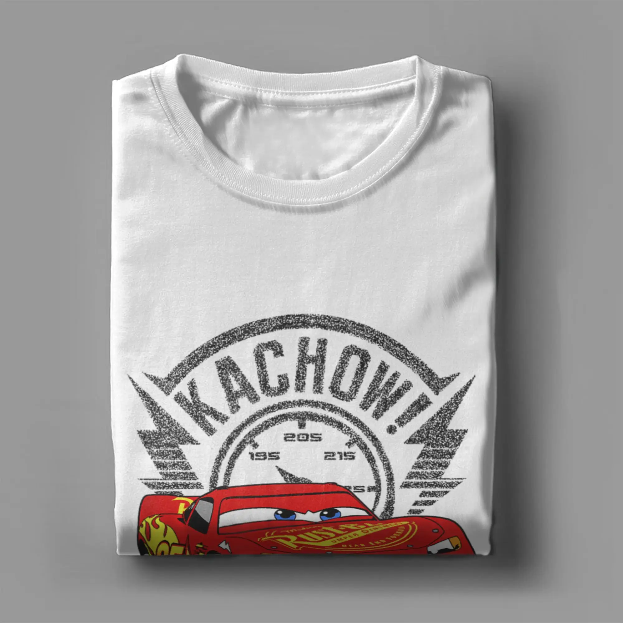 Фото Мужские футболки Cars Lightning McQueen Kachow, хлопковая одежда, футболка с короткими рукавами и круглым вырезом, летняя футболка №4