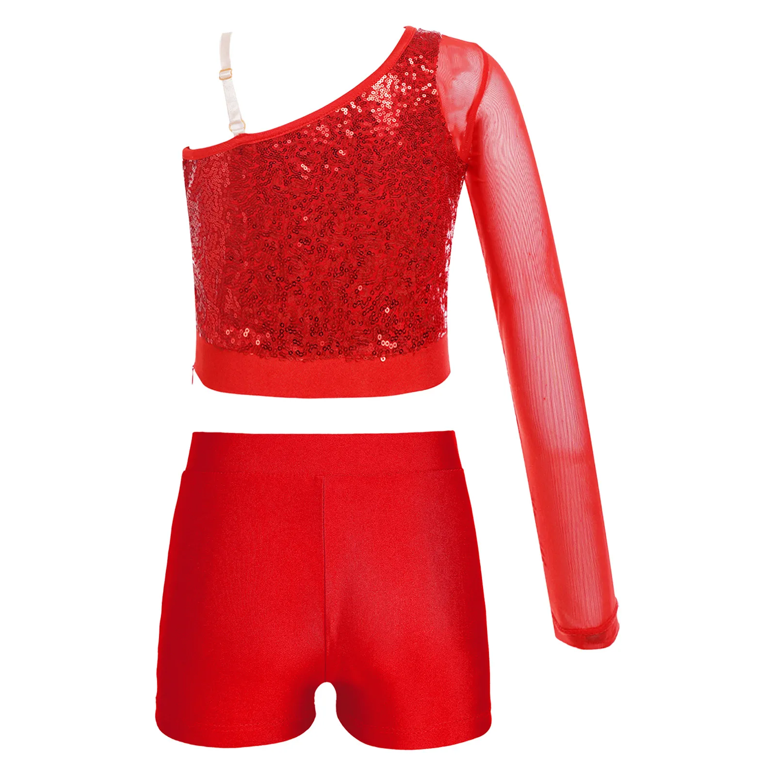 Костюм для девочек современных джазовых танцев блестящий топ с блестками