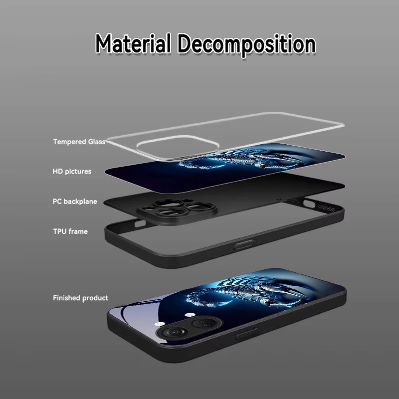 Чехол для телефона Neon Tech Scorpion из черного стекла для OnePlus Nord CE 2T 2 3 Lite N20 N30 6T 7 7T 8 8T 9 10 Pro 11R 12R 13R. (art.: 3920dd2e058e7) - 3920dd2e058e7