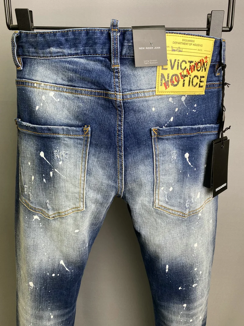 Dsquared2 Classic Men's Ripped Jeans Jogging Track Pants Frayed Holes Patch  Jeans 9825