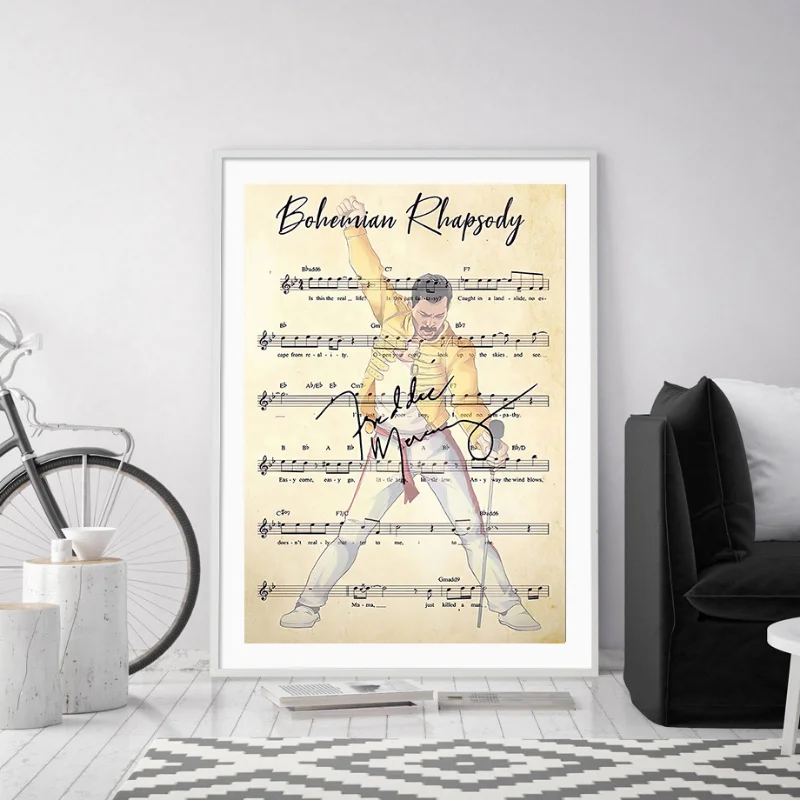 Знаменитые богемные песни Rhapsody Chord Постер Фредди Меркьюри звезда для музыки