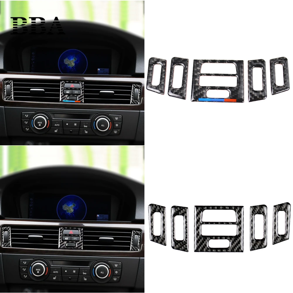 

Carbon Fiber Central Air Conditioner Outlet AC Outlet Dashboard Speaker Panel Decor M Accessories For BMW E90 E92 E93 3 Series