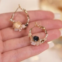 temperament resin crystal flower hoop earrings for women 2022 new pendientes