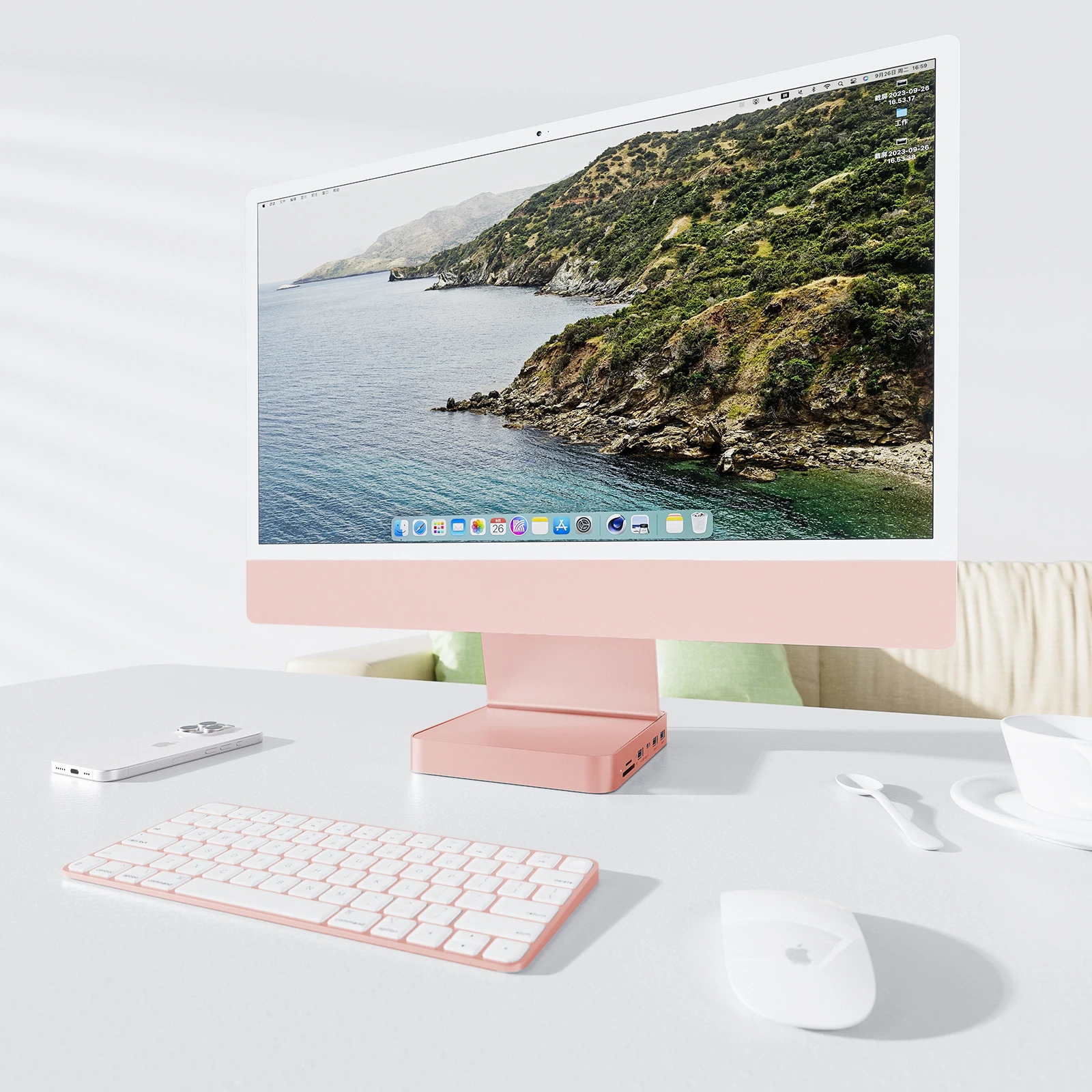 USB-концентратор PULWTOP аксессуары для iMac 24 дюйма 2021/2023/2024 с USB C 10 Гбит/с поддержка