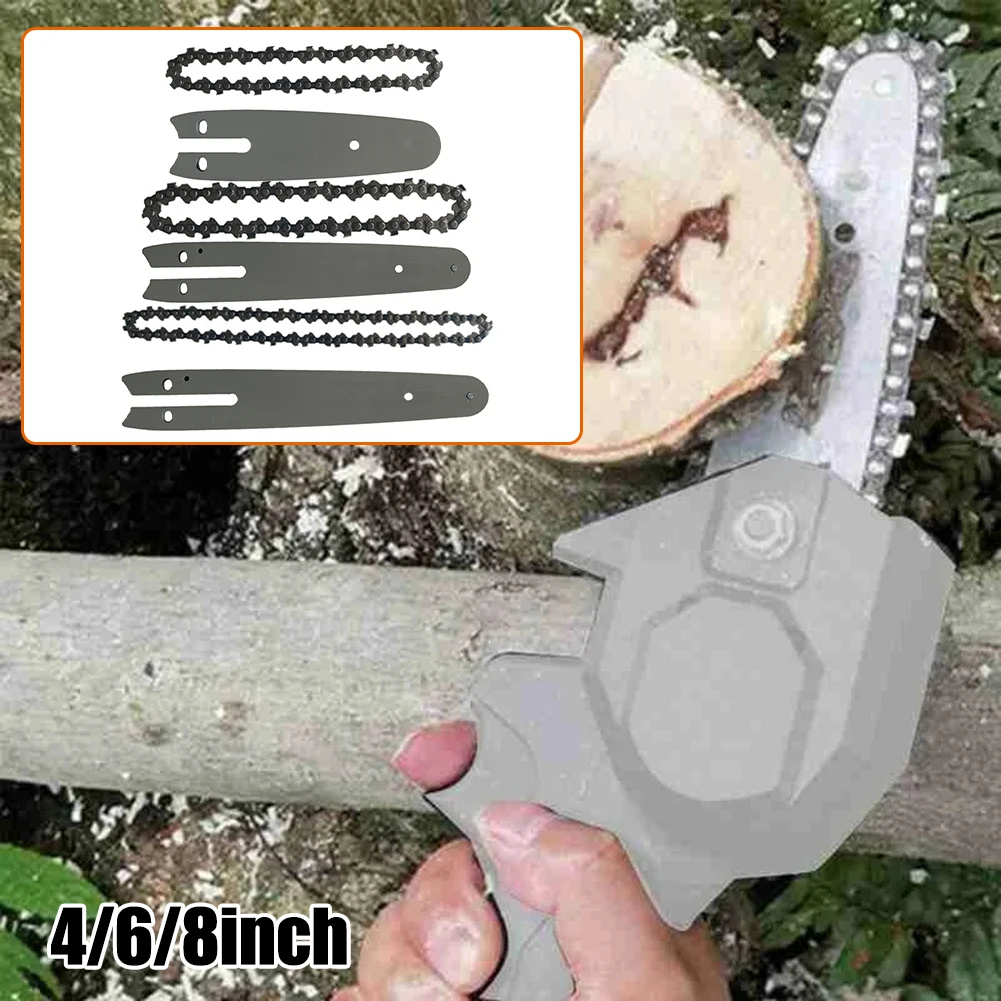 1pc Electric Chain Saw Guide With Chain 8 Inches  Portable Steel Chainsaw Chains Accessories Lumbering Pruning Chain Guide Set