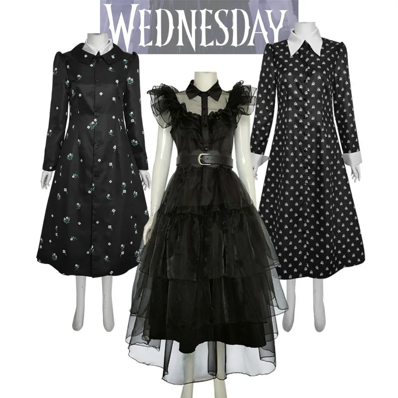 

Wednesday Addams Wednesday Cosplay Costume School Uniform Outfits Halloween Carnival Party Suit For Adult Kids