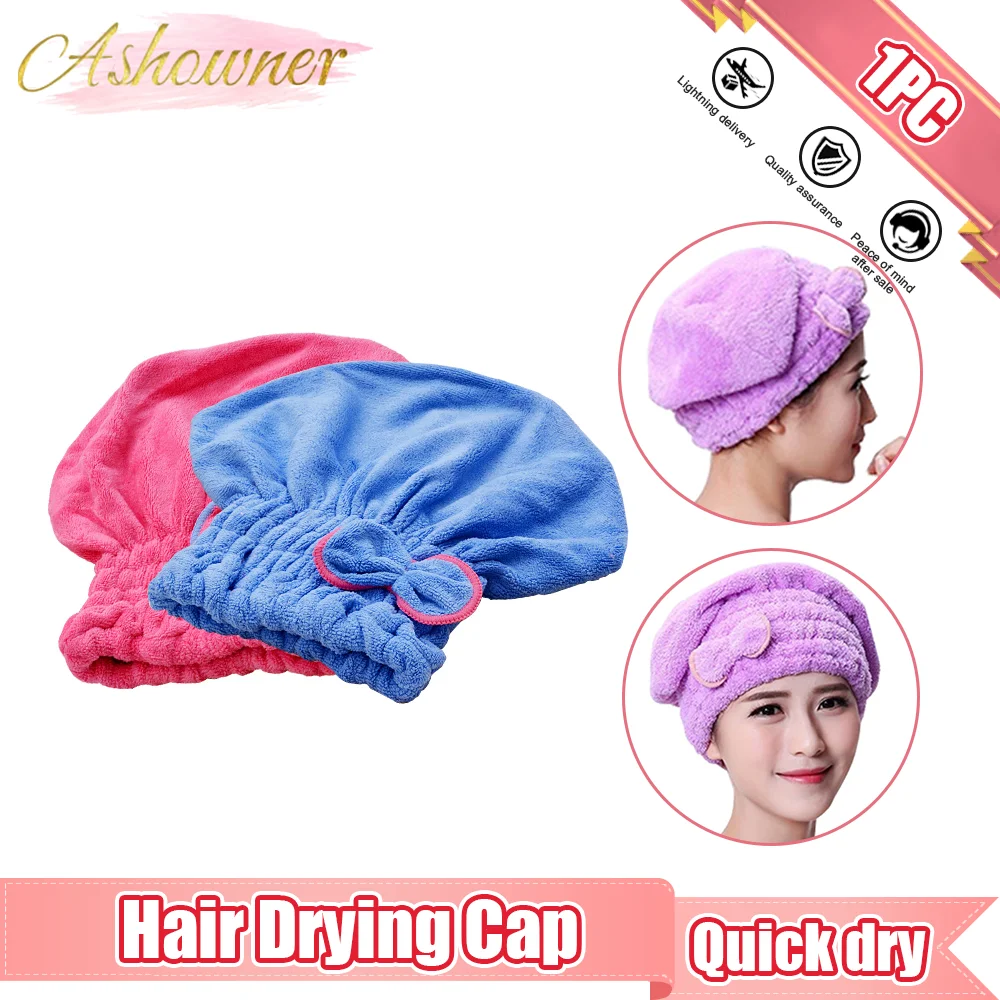 

Hair Drying Cap Bowknot Towel Hair Shower Hat Quick Microfibre Wrapped Towels Bathing Cap For Woman Bath Bathroom Accessories