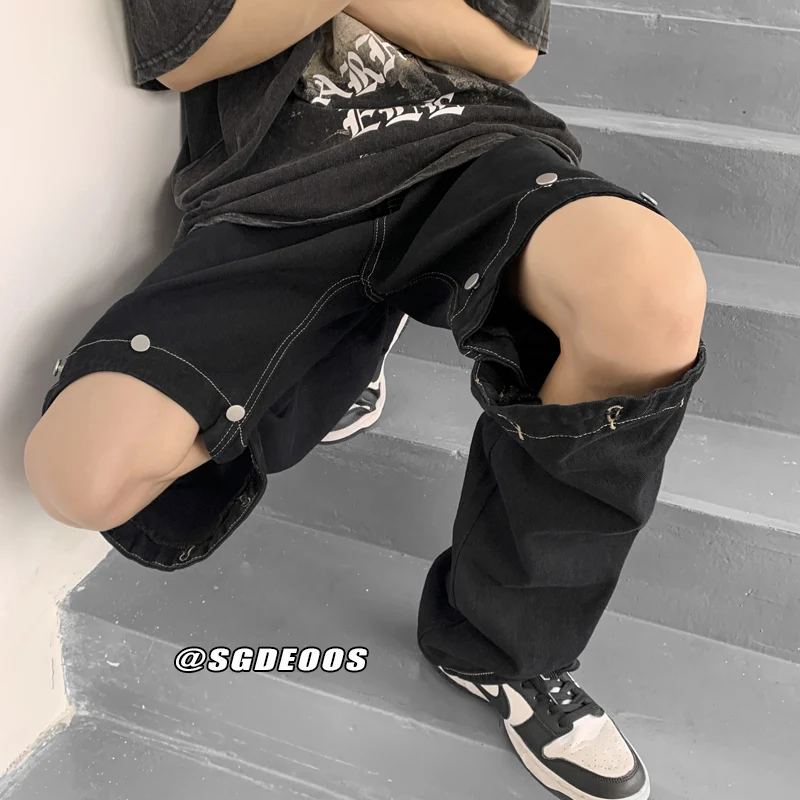 EOENKKY/Straight Loose Jeans Mens Retro High Street Oversize Casual Denim Trousers Harajuku Washed Hip Hop Jean Pants