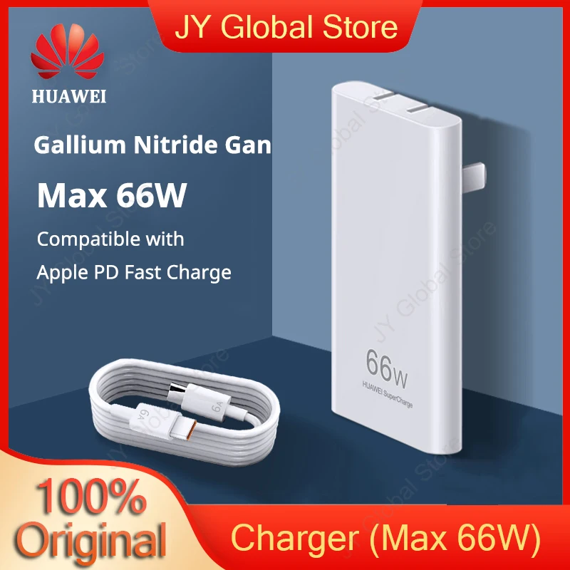 HUAWEI Gallium Nitride Slim Phone Charger GaN Charger(Max 66W) Compatible Huawei Headset Smart Watches Apple PD Fast Charge