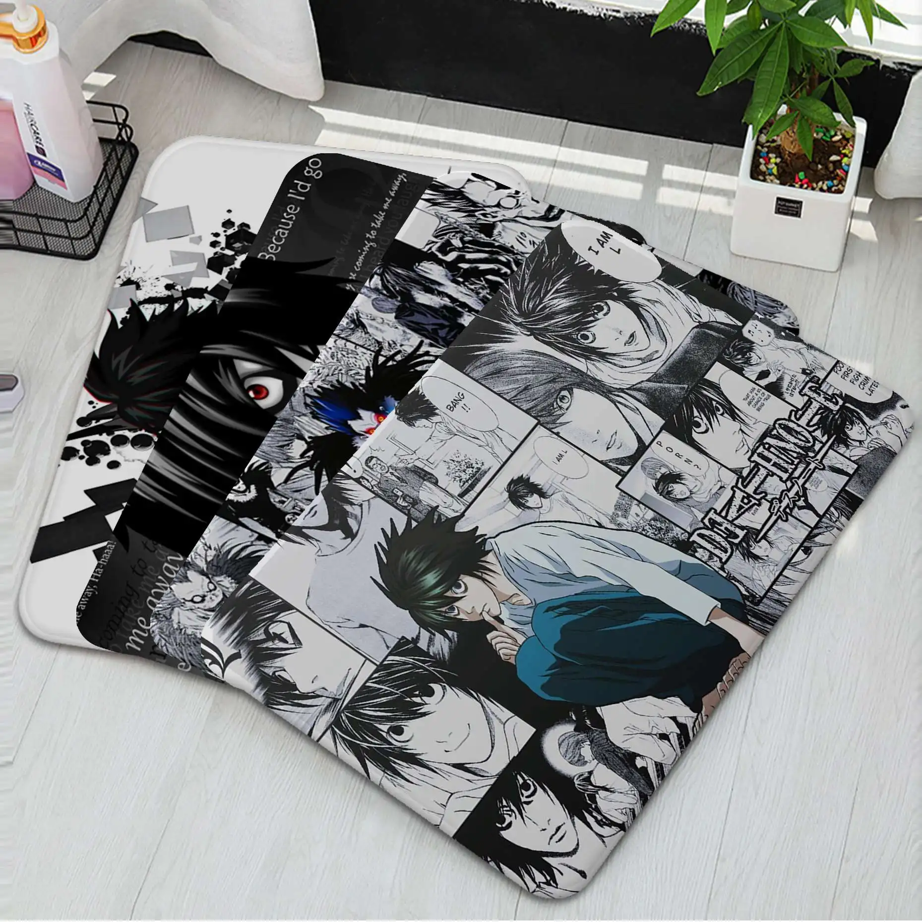 

Фланелевый напольный коврик с принтом Аниме Манга Death Note, декоративный коврик для ванной, нескользящий коврик для гостиной, кухни, Придверны...
