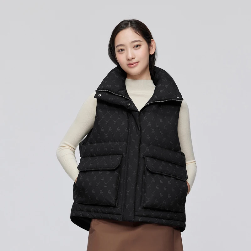 BOSIDENG женский безрукавный пуховой жилет с воротником-стойкой 90% стеганый зимняя