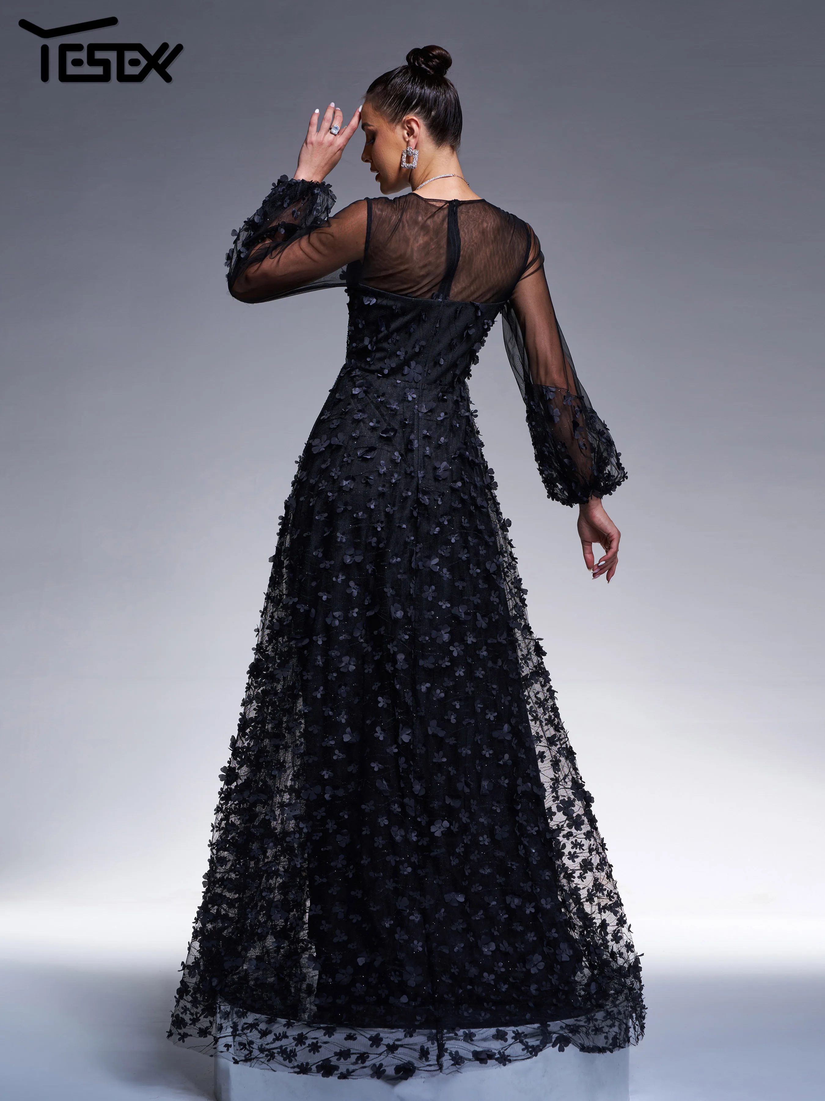 Yesexy черное тюлевое платье