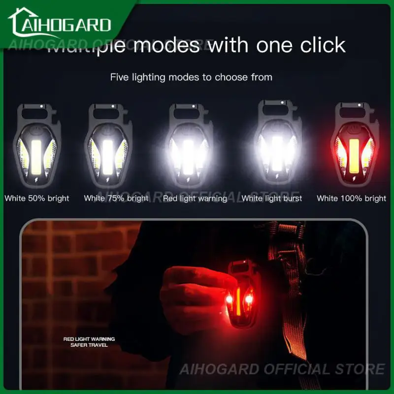 

High-brightness Cob Wick Emergency Flashlight Type-c Charging Mini Bottle Opener Keychain Light Repair Lamp 5 Kinds Modes