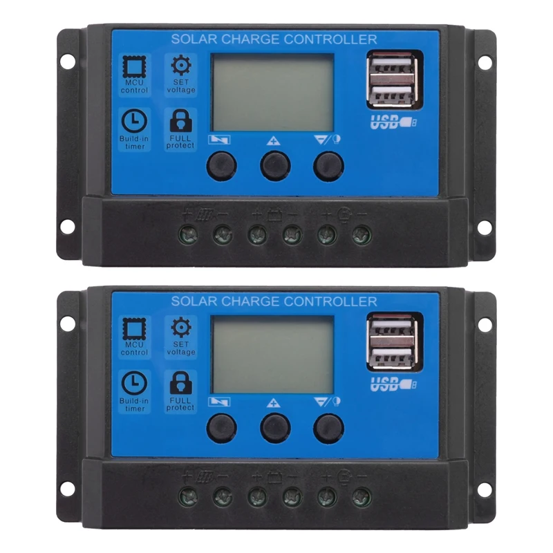 

2X 20A 12V 24V Auto Work PWM Solar Charge Controller With LCD Dual USB 5V Output Solar Cell Panel Charger Regulato