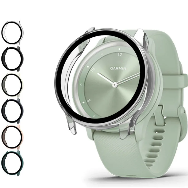 

Hard Edge Full Screen Glass Protector Film Case Shell Frame For Garmin Move Sport Smart Watch Protective Bumper Cover