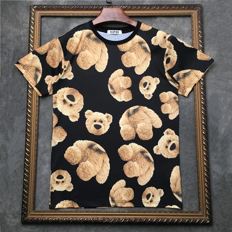 

New luxury Men Novelty High Full bear doll T Shirts T-Shirt Hip Hop Skateboard Parkour Street Cotton T-Shirts Tee Top N152